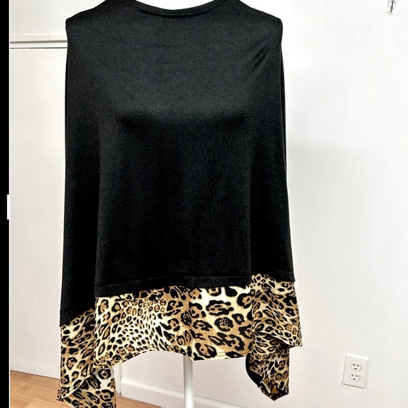 Tops - Black and Leopard Print Poncho size OS